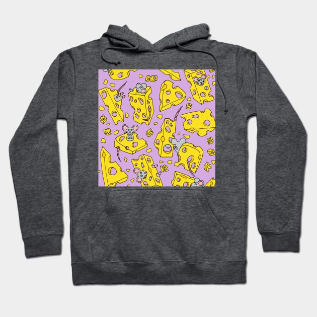 Mice and Swiss Cheese Purple Palette Hoodie by HLeslie Design